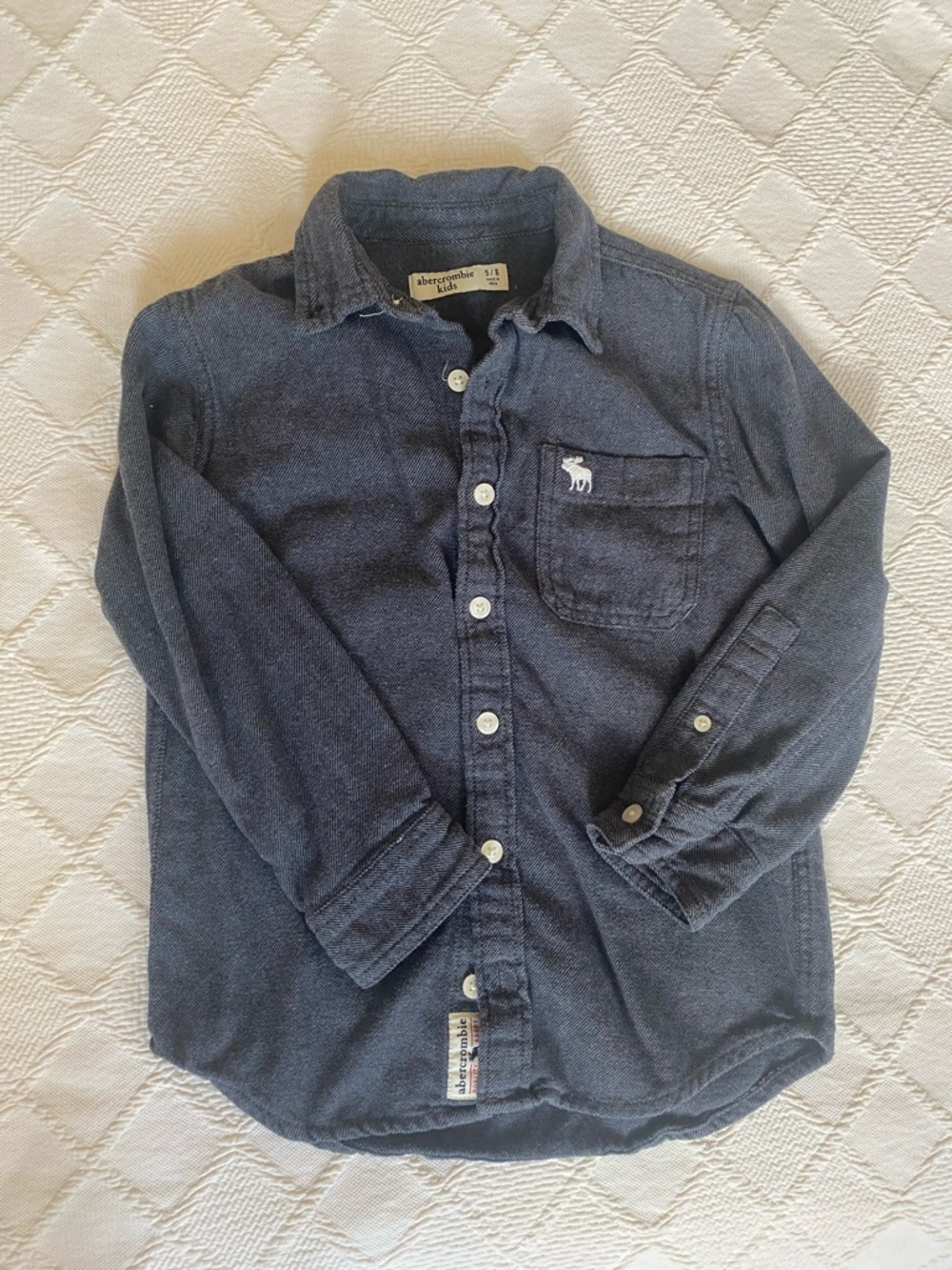 abercrombie kids dark blue button-down shirt with chest pocket